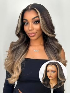 M Hairline Skunk Stripe 250 Density Body Wave 13u00d76 Lace Front Wig