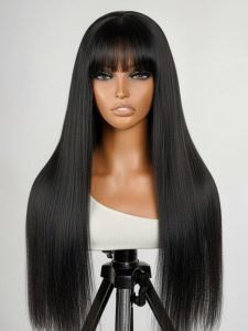 Human Hair Bangs Wigs Straight Hair 5x5 Lace Closure Wigs - Image 7