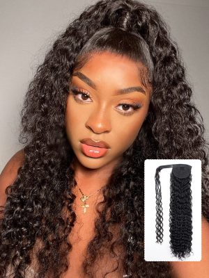 Alipearl Deep Wave Real Human Hair Ponytail With Magic Paste