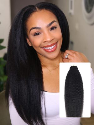 Yaki Straight Tape In Hair Extensions Kinky Straight Human Hair Extensions