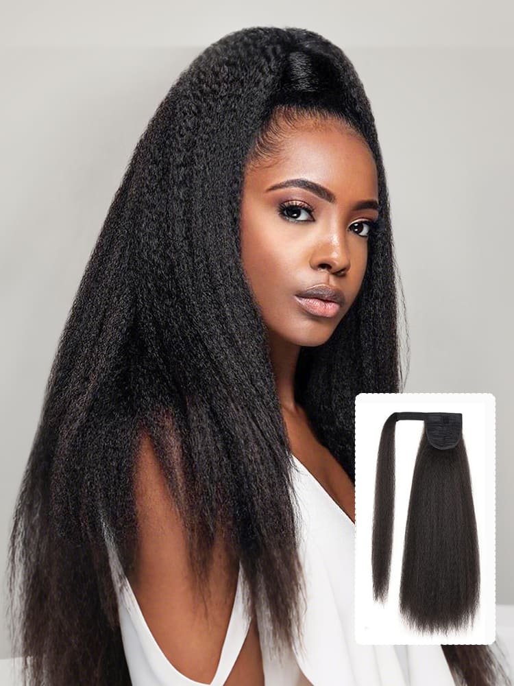 1_35 Kinky Straight Ponytail Extension Yaki Straight Long Ponytail Hair 10-26 Inches - Image 1
