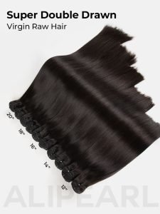Super Double Drawn Straight Hair Extensions 3 Bundles with Full End Unprocessed Human Hair