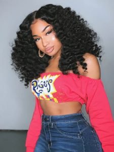 250% Density Super Bouncy Wand Curl Human Hair Wigs 18inches For Sale