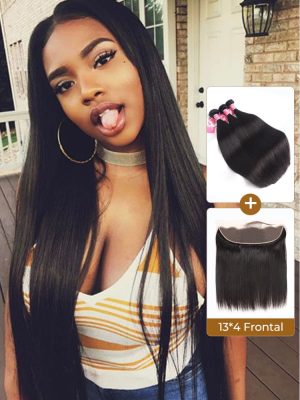 Alipearl Brazilian Straight Virgin Hair 3 pcs with 13x4 Lace Frontal