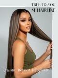 M Shaped Hairline Straight HD Lace Wig With Highlights 250 Density - Image 6