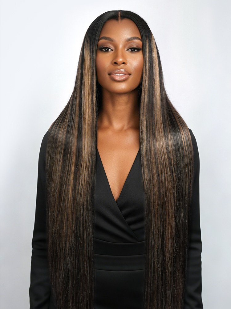 1_3_1_6 Straight Ombre Blonde Highlight M Hairline 13X6 Lace Front Wig - Image 1