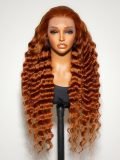 Ginger Orange Deep Wave 13x6 Lace Frontal Wig Parting Max Natural Hairline - Image 5