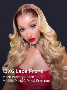 Ombre Blonde Lagos Hairline Loose Body Wave 13x6 Lace Frontal Wig - Image 4
