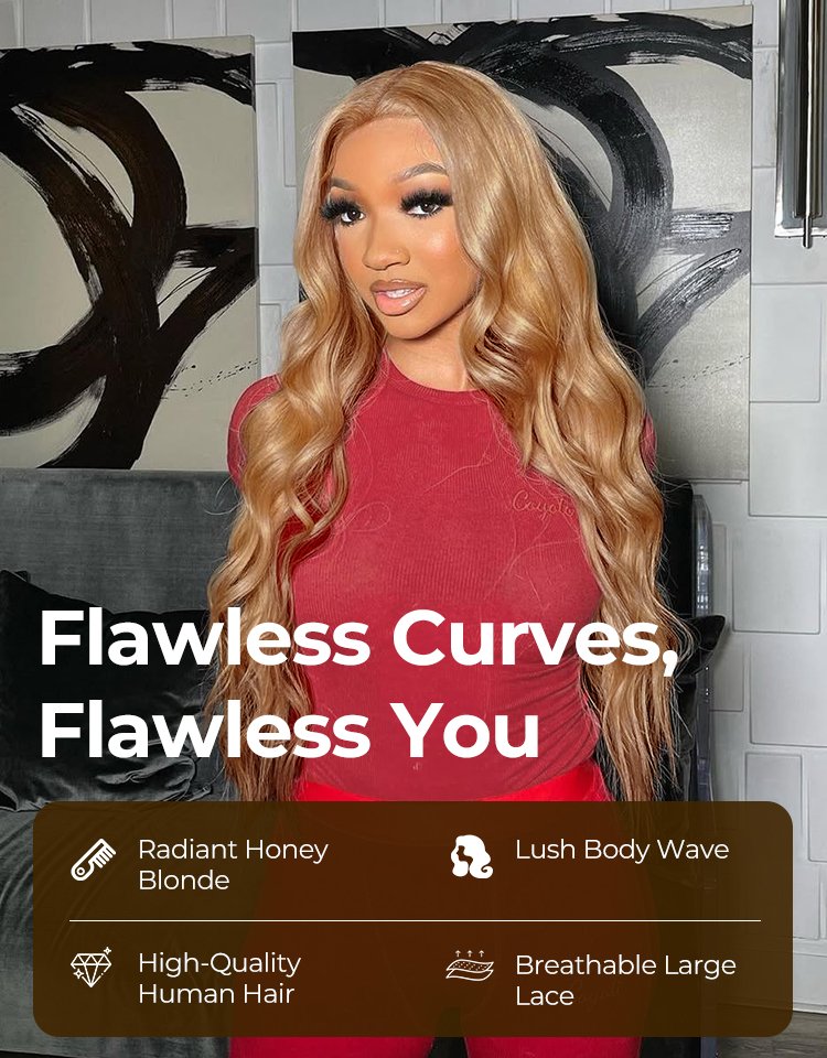 13*4 Large Transparent Lace Frontal Wig Honey Blonde