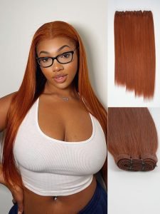 #35 Copper Ginger Hair Color Human Hair Bundles Body Wave And Straight
