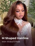 M Hairline Side Part #4 Dark Brown Body Wave Lace Front Wigs 250% Density - Image 2