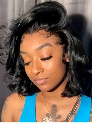 Short Body Wave Bob M Hairline 13x6 Lace Front Wig Ready To Go