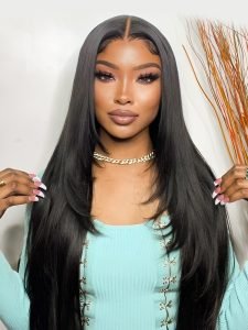 HD Transparent Straight Layered Human Hair 5*5 HD Lace Closure Wigs