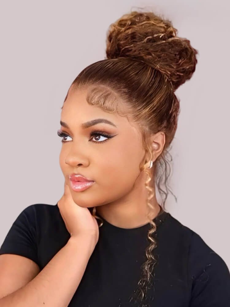 1_50_2 250% Density 360 Lace Front Wig Highlight Deep Wave Wig Invisi Drawstring - Image 1