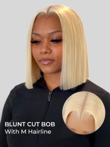 M Hairline 13x4 Lace Frontal Straight Bob Cut Blonde Wigs - Image 4