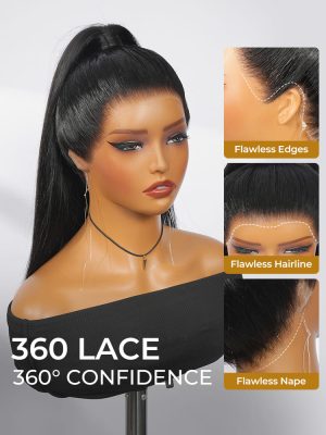 Slick Back Ponytail Pre Styled 360 Lace Frontal Wig With Drawstring