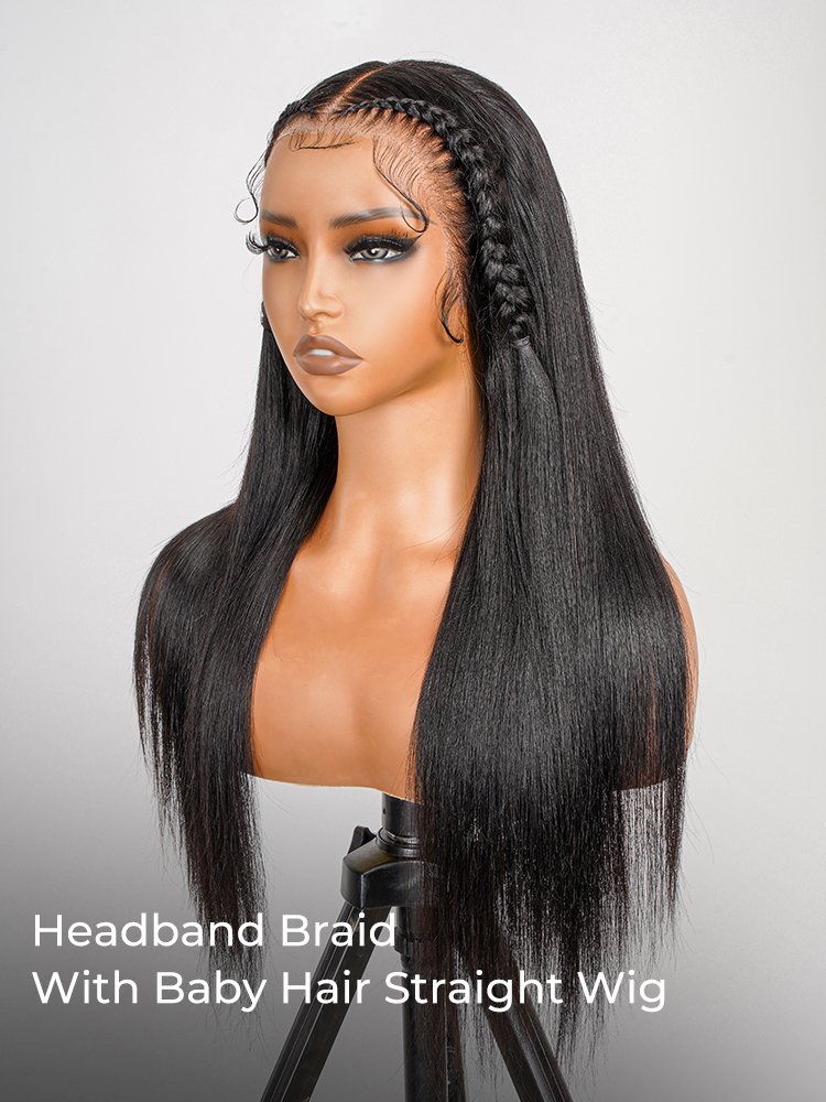 Headband Braid With Baby Hair Straight Wig