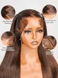 #4 Brown Pre Styled Zig Zag Part Frontal Wig Straight Glueless Lace Wig - Image 3