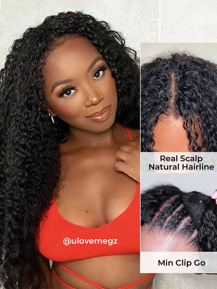 1_64_1 Curly U Part Wig Affordable Human Hair Wigs V Part Wigs Online - Image 1