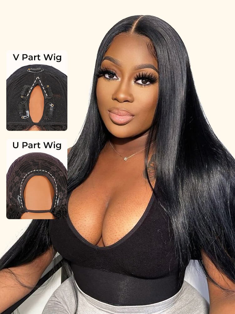 1_64_2 Straight U Part Wig Human Hair V Part Wigs For Sale - Image 1