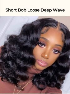 Short Bob Loose Deep Wave 13*4 Lace Pre-Plucked Frontal Wig