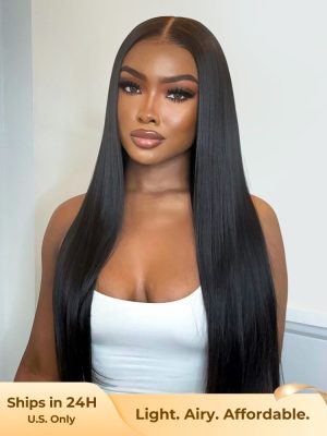 150% Density 5x5 Lace Pre-Plucked Front Straight Human Hair Wig