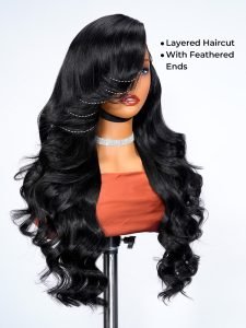 Kash Doll Curls Layered Cut Body Wave 13x4 Lace Frontal Wig Pre Cut & Bleached - Image 4