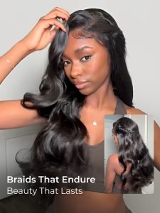 Pre Braided Side Part Body Wave 5*5 HD Lace Front Wig 250 Density - Image 4