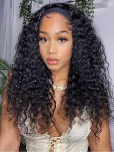 Flash Sale-Headband Wig Human Hair Short Curly Hair Wigs 20-22inches