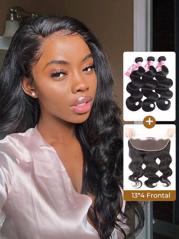 1_81_1 Alipearl Hair 3 Bundles Brazilian Body Wave with 13X4 Lace Frontal - Image 1