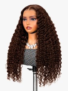 Deep Wave Curly Hair #4 Dark Brown Wig Super Thin Transparent Lace Front Wig - Image 6