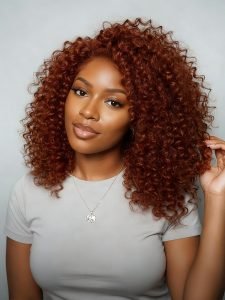Copper Color Wand Curl 13x4 Lace Frontal Curly Human Hair Wig