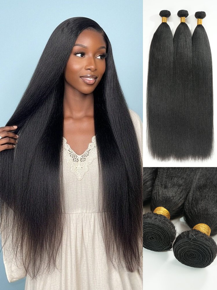 1_96_7 Light Yaki Straight Human Hair Bundles 1 or 3 Pcs Premium Weft - Image 1