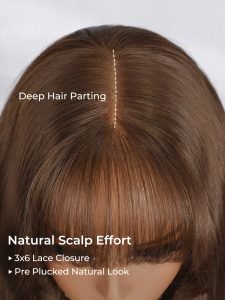 #4 Dark Brown Loose Body Lace Front Glueless Wig With Curtain Bangs - Image 4