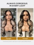 Ash Blonde Highlight Body Wave HD Lace Wig With Layers High Density - Image 5