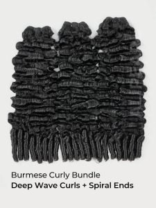 Burmese Curly One Bundle With Spiral Ends Virgin Human Hair Extension