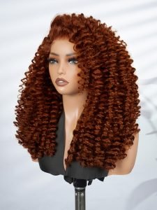 Copper Color Wand Curl 13x4 Lace Frontal Curly Human Hair Wig - Image 6
