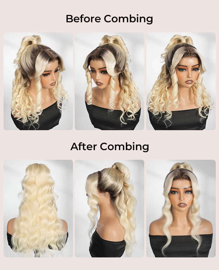 bouncy loose body wave before & after combing 