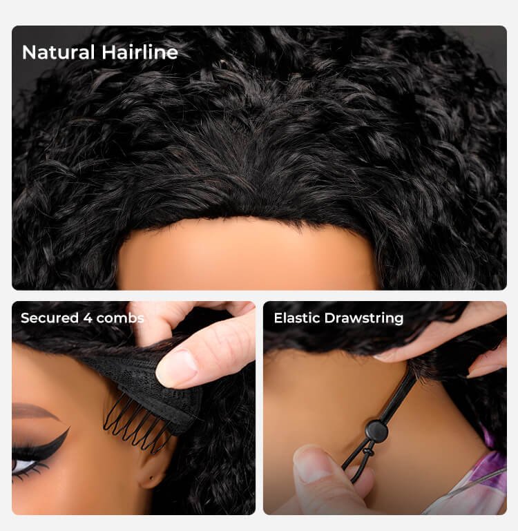 Burmese curly human hair half wig