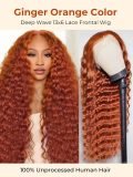 Ginger Orange Deep Wave 13x6 Lace Frontal Wig Parting Max Natural Hairline - Image 7