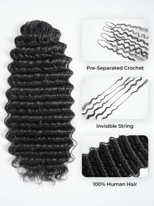 Human Crochet Hair Extensions Pre-Separated Easy Flip Over Method - Image 6