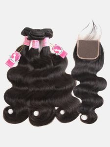 Body Wave 3 Bundles With 5*5 Lace Closure Super Thin Transparent Alipearl LY Lace - Image 2