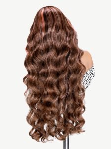 Pink Highlights In Brown Hair Body Wave Lace Wig With Blonde And Pink Highlights - Image 8