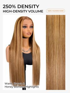 M Shaped Hairline Honey Blonde Highlights 13x4 Lace Front Wig - Image 2