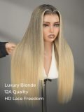 12A Raw Hair Champagne Blonde Highlights HD Lace Wig Ready To Go - Image 2