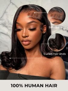 Side Part 90's Flipped Ends Bob Glueless 5x7 Lace Front Human Hair Wigs - Image 2