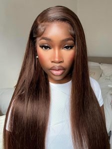 Chocolate Brown 5x5 HD Lace Closure Wigs Human Hair Colored Wigs - Image 3