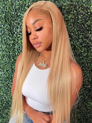 Honey Blonde Lace Front Wig #27 Color Ombre Human Hair Wigs