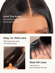 Single Knots Parting Max 13x5 HD Lace Front Wigs 300% High Density Virgin Human Hair - Image 6