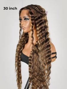 Glueless #P4/27 Color Highlight Wig Styled Crimped Wavy Front Wig - Image 2